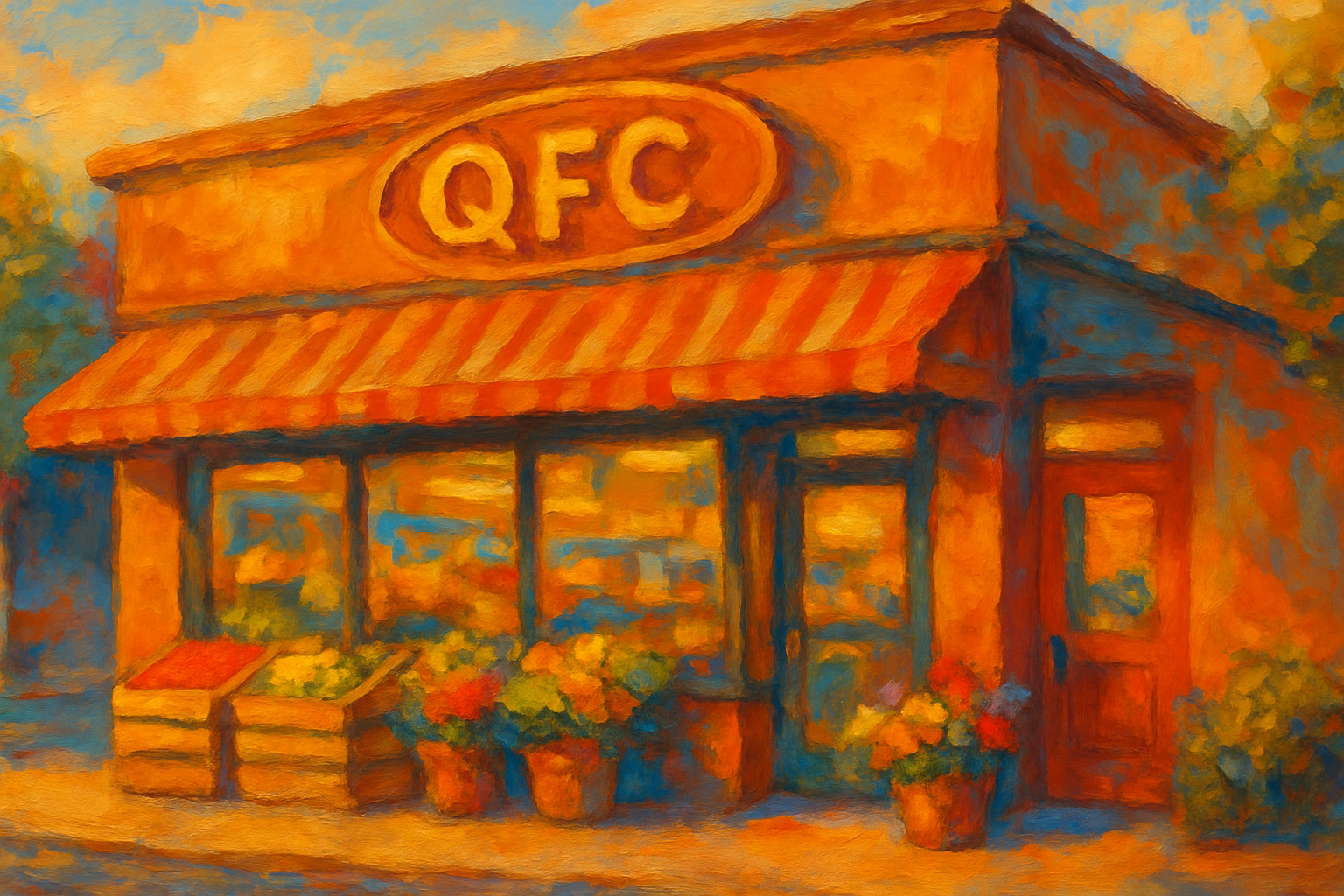 QFC storefront, painted