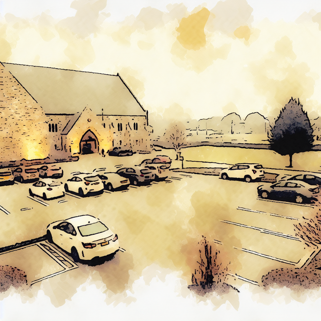 A wedding venue parking lot, after the reception