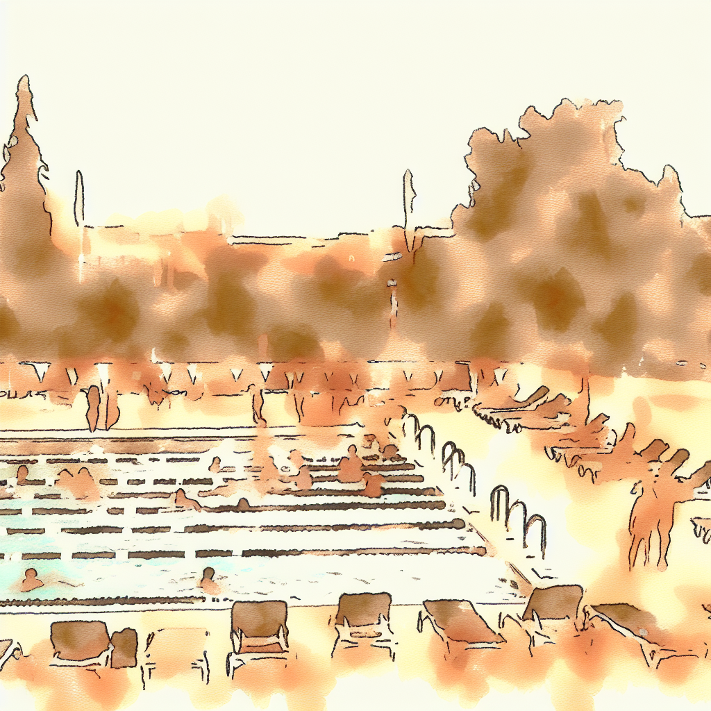 A municipal swimming pool the day it opens for summer