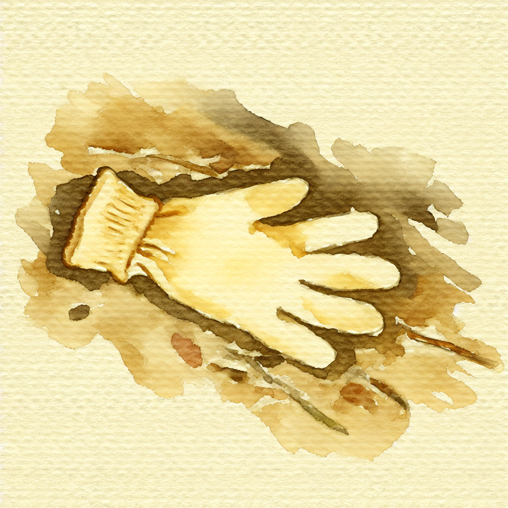 a glove found on a riverbank, dry