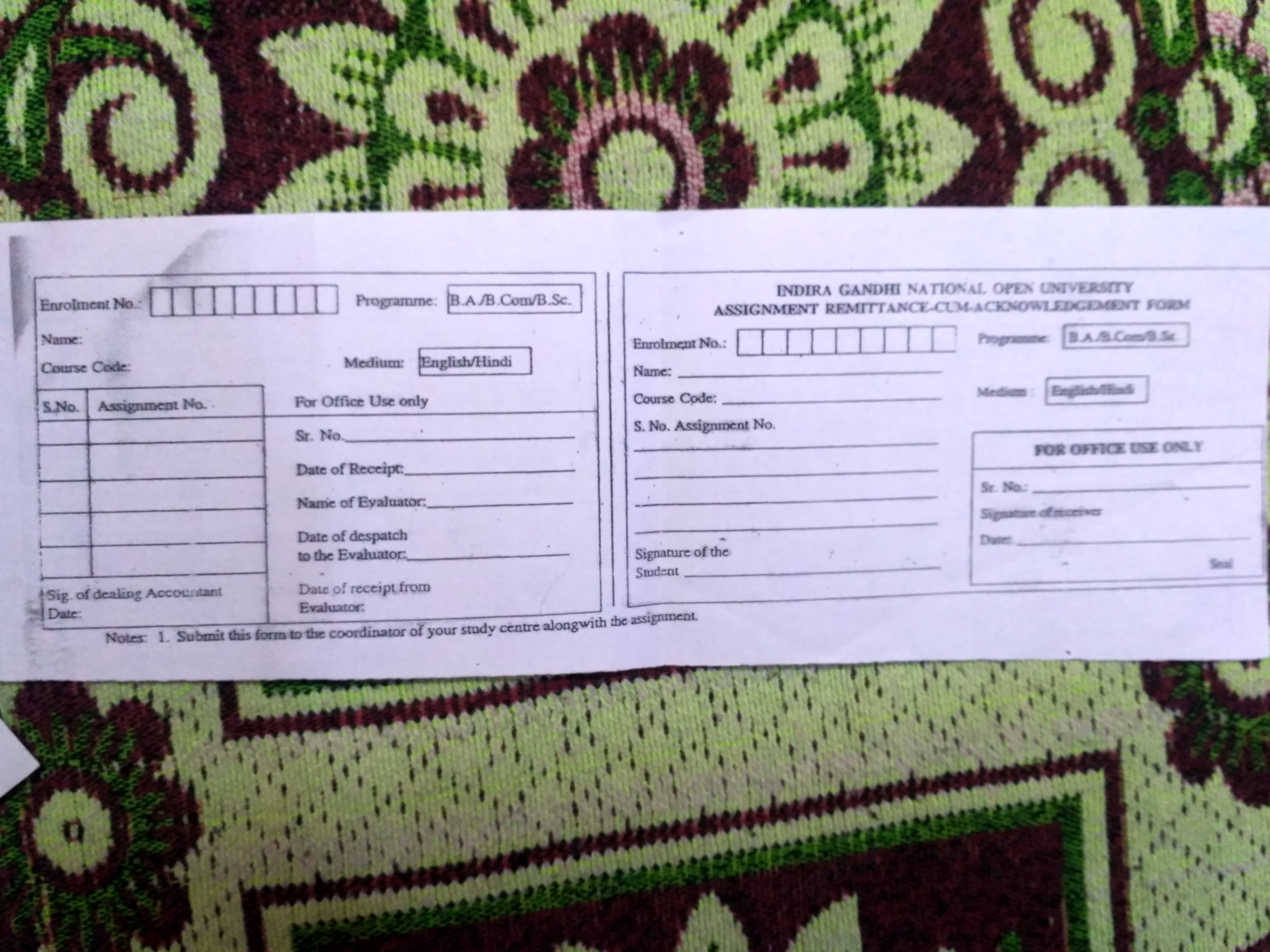 Course assignment form
